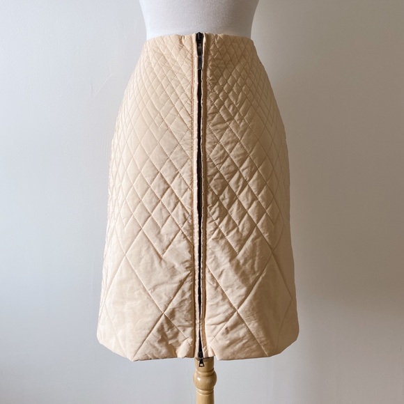 Postcard Tan Puffer Pencil Skirt with Back Zipper size M/8 RARE - Picture 3 of 10